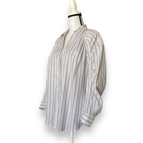 Brochu Walker The Tanner Stripe Button Up Blouse M Tempest Stripe Combo Cotton - Picture 9 of 12